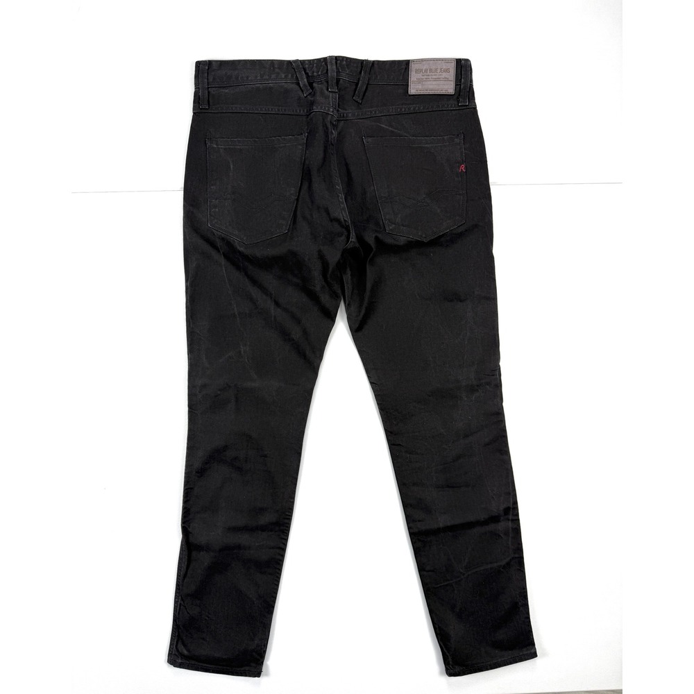 Replay Anbass Mens Jeans 34 (Actual 34x30) Black Slim Tapered Fit Denim #1915 - Picture 8 of 10